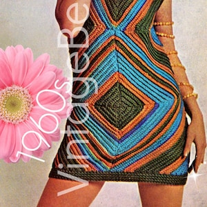 Bodycon Dress CROCHET PATTERN • 60s Retro Crochet Pattern • Sexy Dress that Slims You Pattern Summer Ladies • Watermarked PDF Only