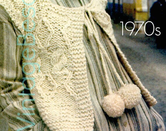 Vest KNITTING PATTERN Vintage 1970s Ladies is a PomPom Tied Vest Vintage Jacket Beso Knitting Pattern VintageBeso Instant Download PDF