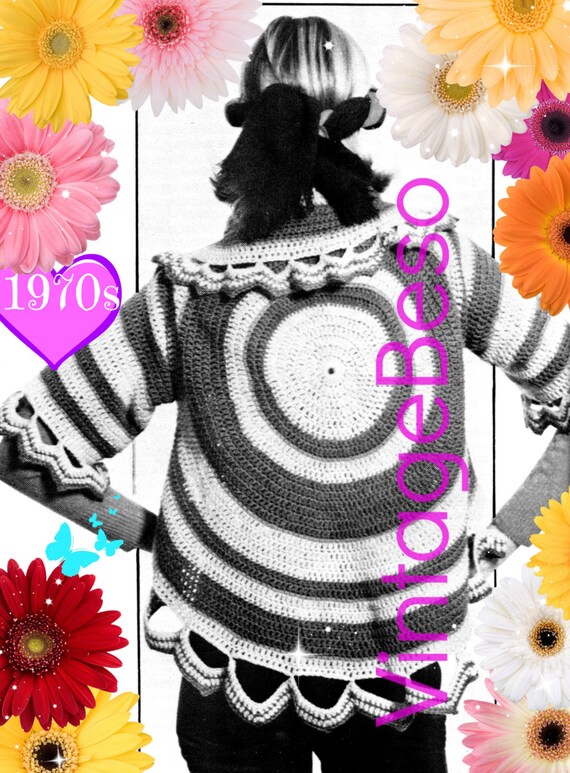 Boho Jacket Crochet Pattern Watermarked PDF Only Vintage Etsy