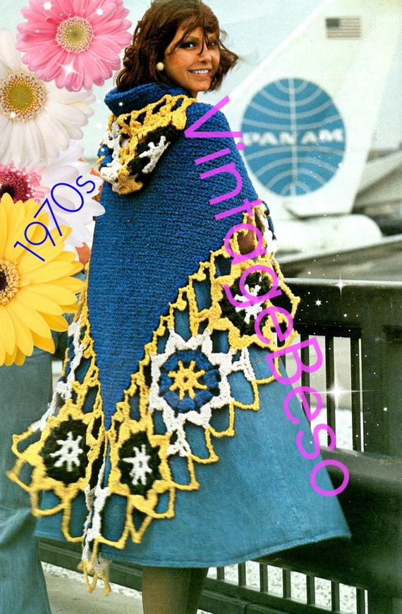 Hooded Cape Crochet Pattern • Vintage Crochet Pattern Granny Square Hooded Cloak • Motif • Medallion Shawl • Watermarked PDF Only