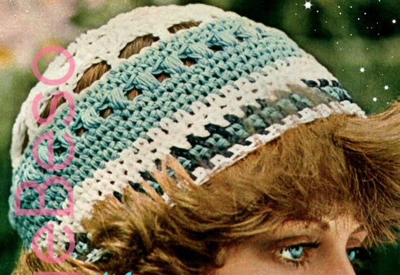 Cap Crochet PATTERN • Vintage 1970s Hat Crochet Pattern • Summer Wear • Boho Clothing • Hippie Festival • VintageBeso • Watermarked PDF Only