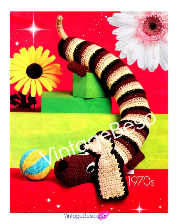 Dog Draft Stopper Dog CROCHET PATTERN 70s Draught Excluder Home Decor prevents wind from coming under door • Watermarked PDF Only