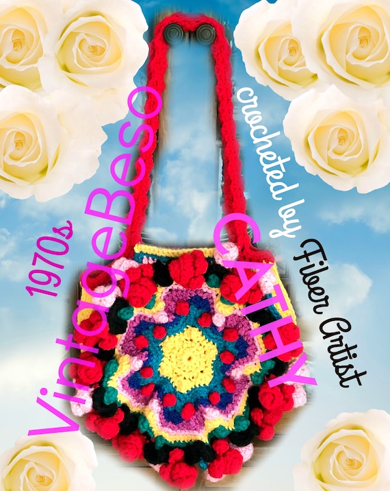 Boho Bag Crochet PATTERN • 1970s Vintage RARE 70s Original Pattern Hard to Find Club Hippie Boho Festival Purse Party • Watermarked PDF Only