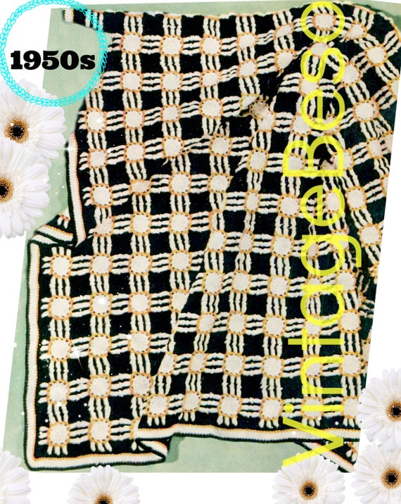 1950s Honeycomb Afghan Crochet Pattern • Vintage Honeycomb Pattern • Bees Miel Afghan • Retro Afghan • Watermarked PDF Only