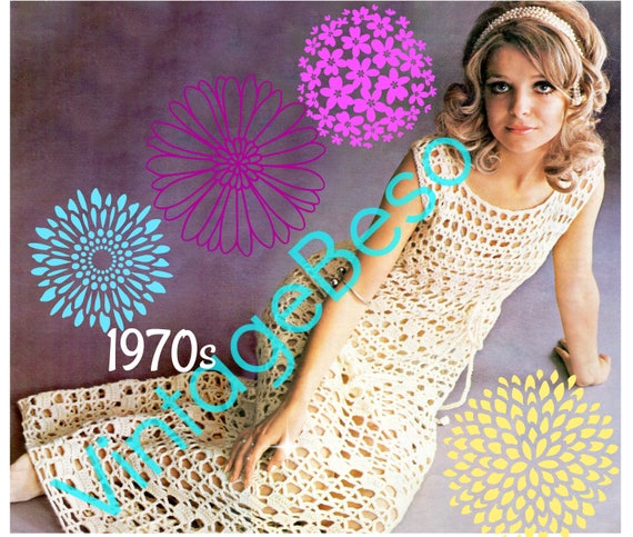 Romantic Maxi Dress CROCHET Pattern • PdF Pattern • Elegant Ladies Dress Crochet Digital Pattern• Wedding • After Party • Vintage 1970s