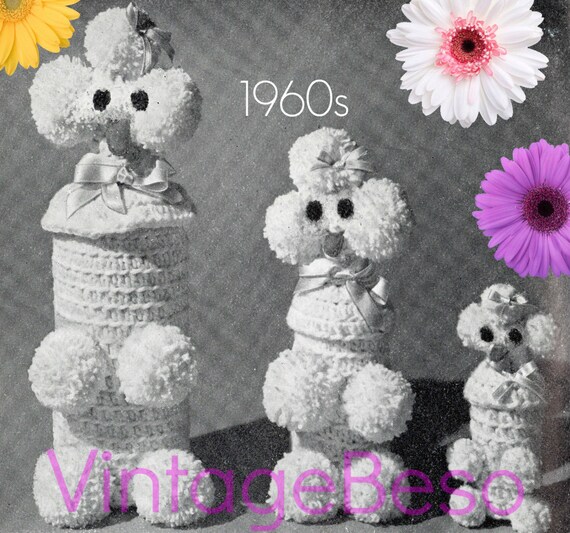 Poodle Bottle Cover Crochet Pattern • Retro 1960s Liquor PARTY Gift • Dog Pattern • Vintage Crochet Pattern • Watermarked PDF Only