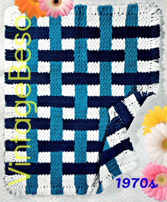 Fast Fun Afghan Crochet Pattern • Lap-afghan • or Plaid Carriage Cover • Afghan Baby Blanket Weave Pie Crust • Watermarked PDF Only