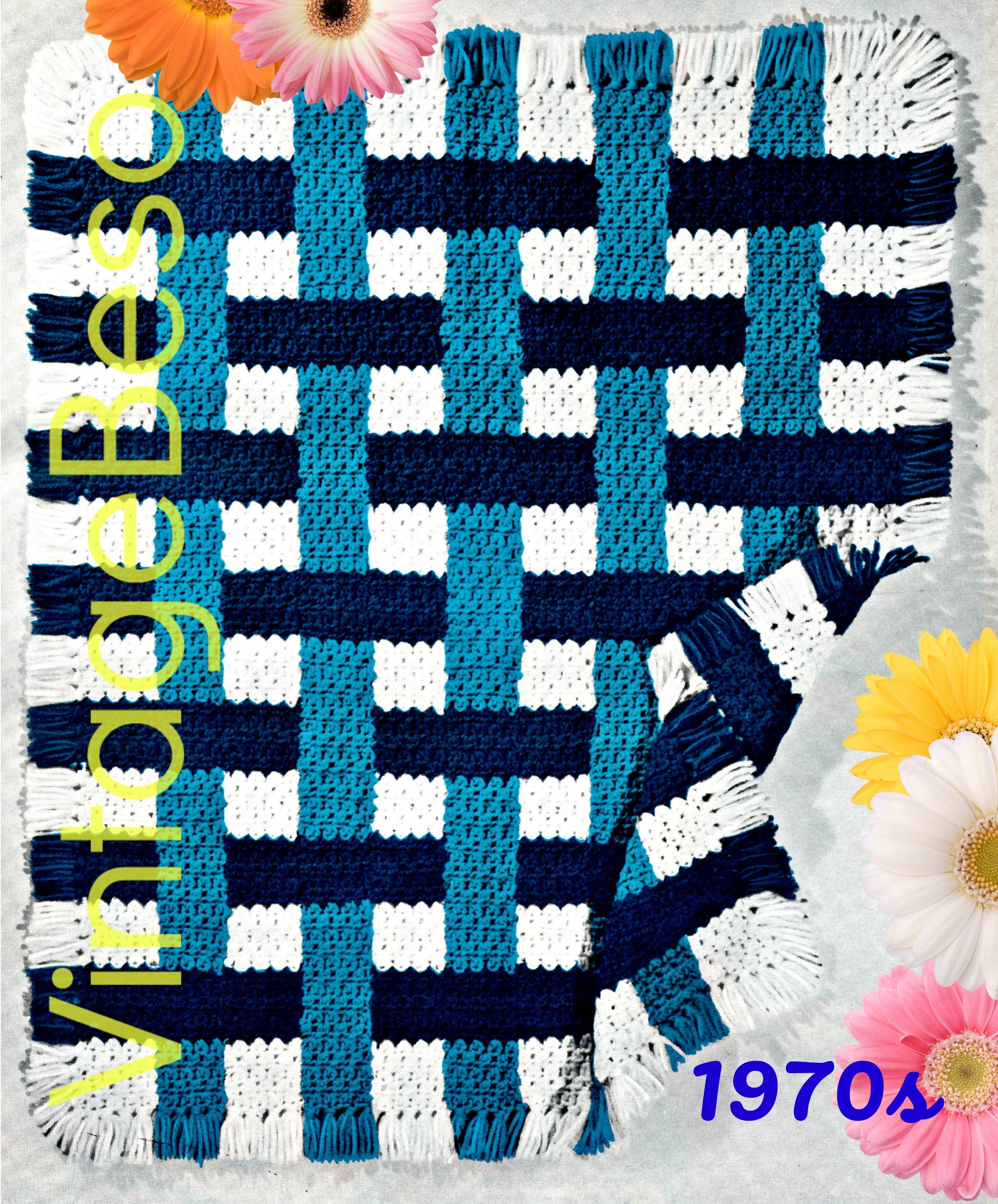 Baby Afghan Blanket vintage pattern PDF from the 70s