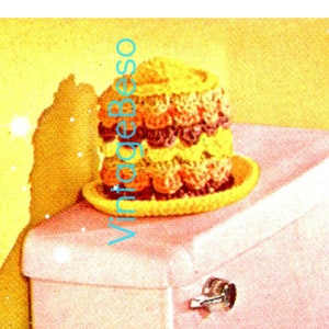 4 Crochet PATTERNs Gay Petal Bathroom Set Toilet Mat Tissue Topper Paper Roll Rug Vintage Crochet Pattern Watermarked PDF Only image 2