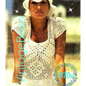 2 patterns • Top Crochet Pattern Vintage 1970s Hat Crochet Pattern Beach Party Festival Summer Holiday Beach • Watermarked PDF Only