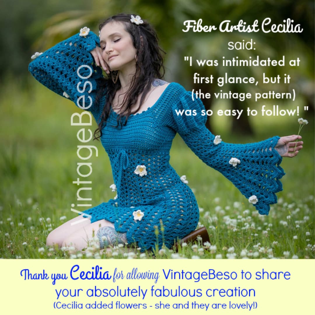 JULIET Dress Crochet Pattern Ladies Lace Dress Vintage pic