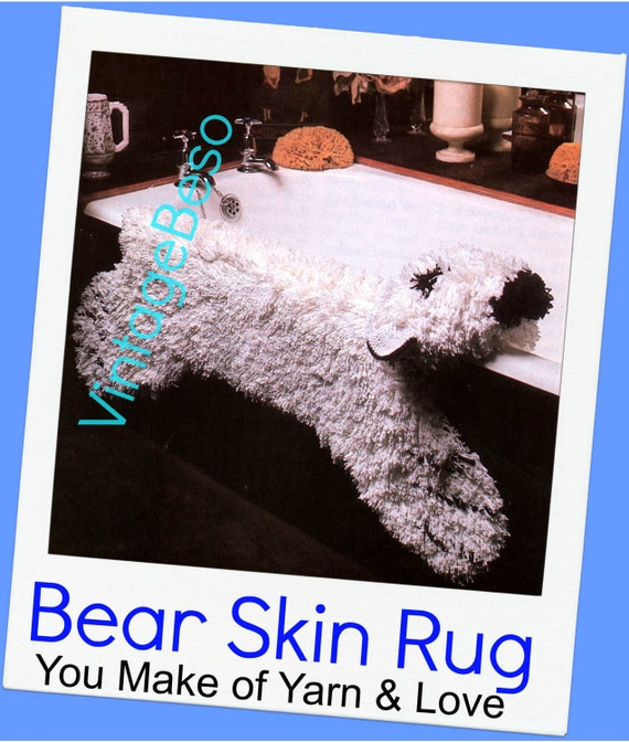 Polar Bear Rug CROCHET PATTERN with Flat or Stuffed Head Fun Fake Fur Rug Pattern Bear Rug Pattern • Watermarked PDF Only