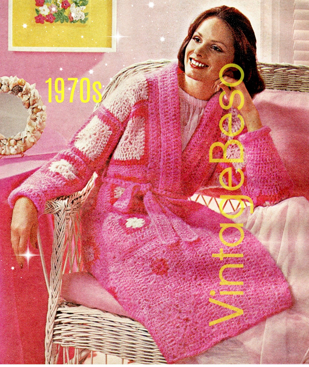 Granny Square Robe Pattern ROBE CROCHET Pattern 1970s Ladies Granny Square Robe With - Etsy