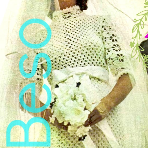 EASY CROCHET • Romantic Wedding Dress • Vintage Crochet Pattern • 1970s Exquisite Bridal Gown • Ladies Feminine Maxi • Watermarked PDF Only