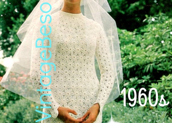 Wedding Dress Crochet Pattern • Vintage 1960s requires Flower Loom • FREE PATTERN Medieval Wedding Dress • Watermarked PDF Only