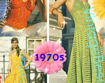 GROW a DRESS Crochet Pattern • Vintage 1970s Top • Sundress • Party Dress • Ladies Sleeveless Summer • Vintage Beso • Watermarked PDF Only