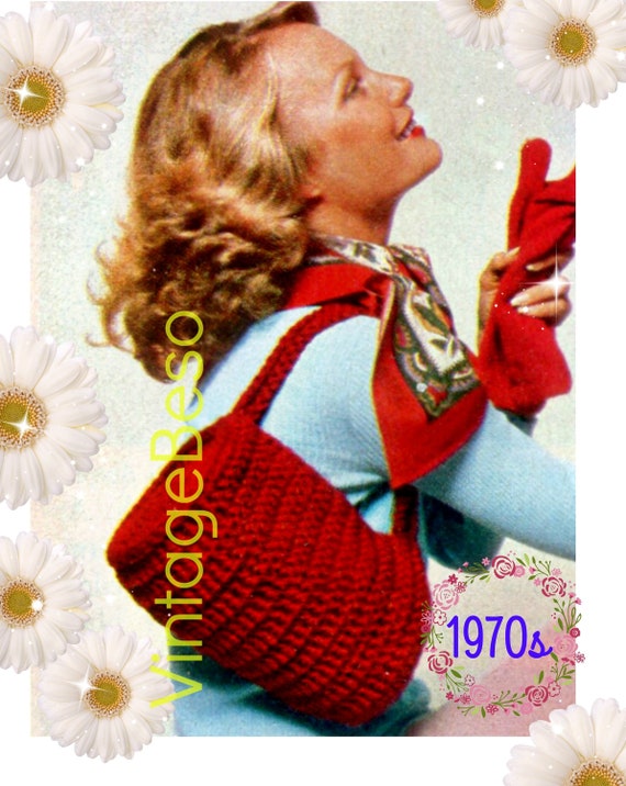 EASY Bag Crochet Pattern • 1970s Vintage Bag • Classic Bag with Strap and Zipper • Handbag • Retro Fun Tote • Watermarked PDF Only