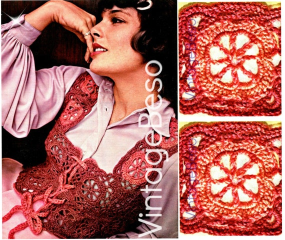 Vest Crochet PATTERN • Vintage Bolero • Granny Square • Victorian • 1970s Vest • Vintage Crochet Pattern Bolero • Watermarked PDF Only