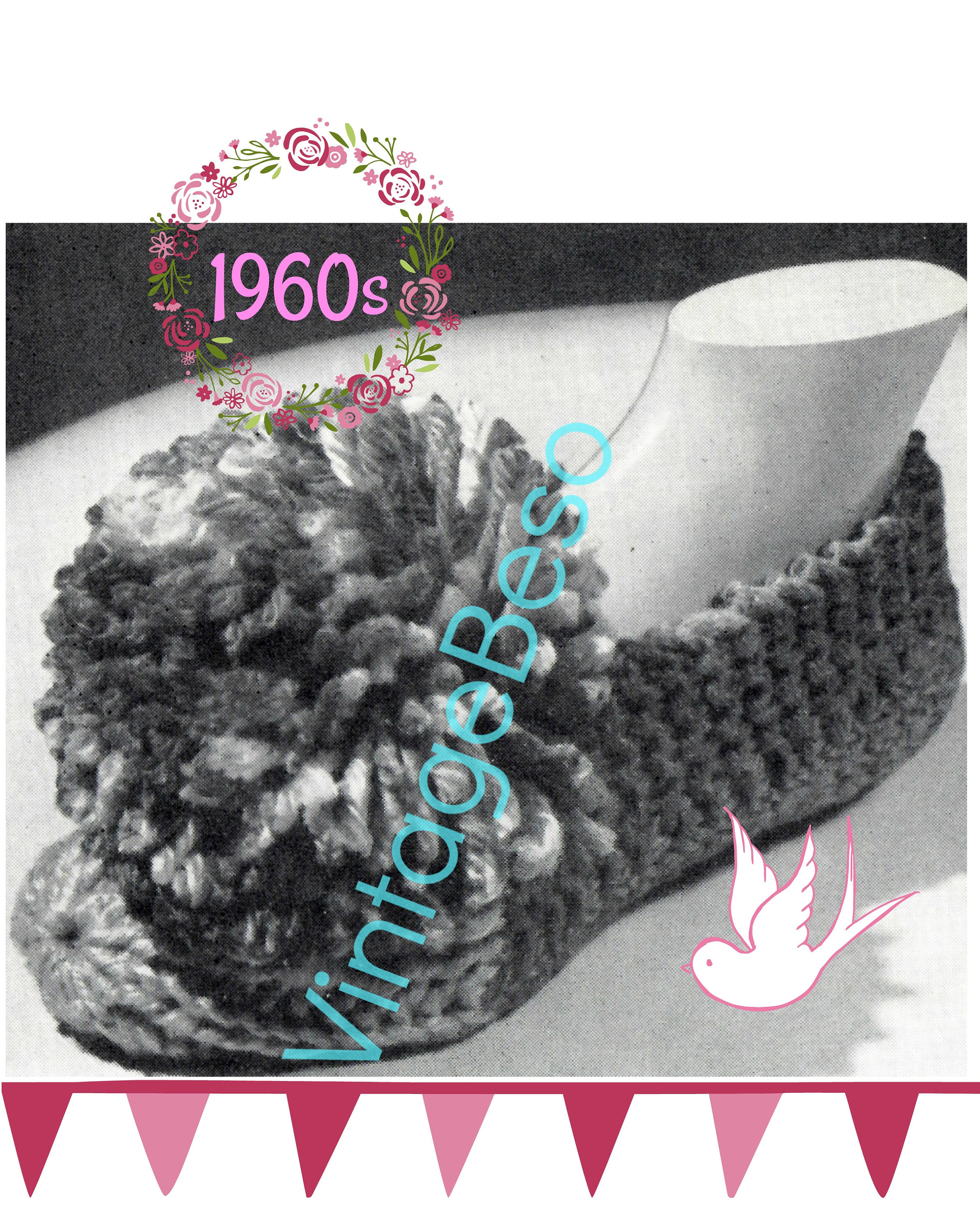 SLIPPERS Knitting Pattern 1960s Vintage House Slippers Knitting