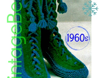 Jaren 60 Geregen pantoffel Sokken Breipatroon • Slofjes met kwastjes • Alleen pdf met watermerk