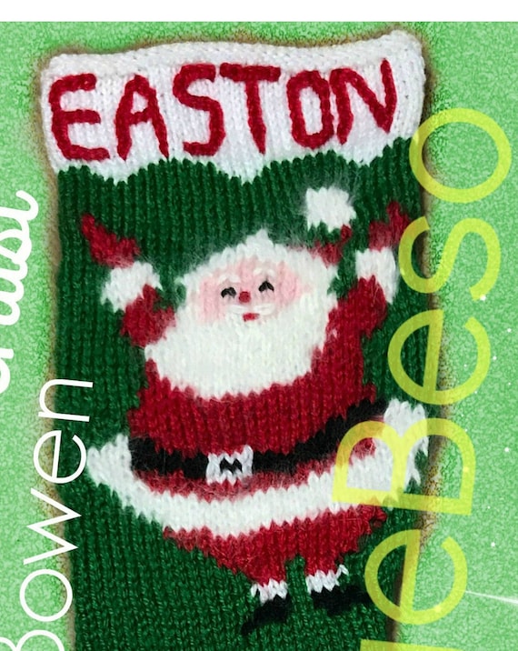 Knit Christmas "SANTA STOCKiNG" • PDF Pattern • Noel Stocking • 20 inches King Size • Classic Christmas Pattern • Watermarked PDF Only