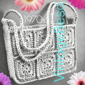 Tote CROCHET Pattern • Vintage 1970s Super Bag • Granny Square Crochet Pattern • Watermarked PDF Only