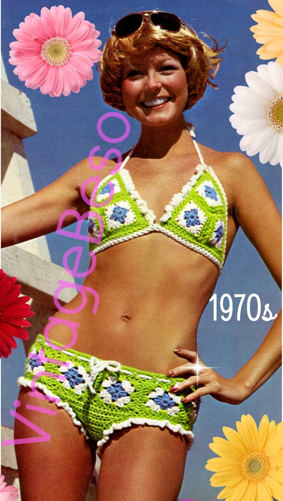 EASY and QUICK to Make • Bikini Crochet + Granny Square CoverUp Jacket Pattern • 1970s Vintage • Boho Summer Top • Watermarked PDF Only