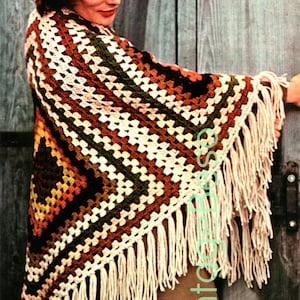 EASY Shawl Crochet Pattern 1970s Granny Square Crochet Pattern Granny Square Easy Shawl Vintage Beso • Watermarked PDF Only