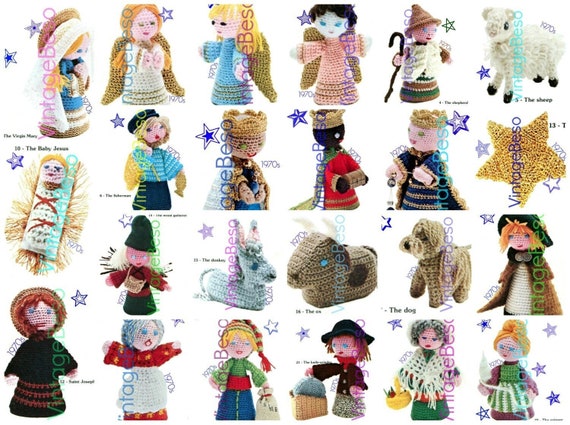 20+ Nativity Crochet Characters Pattern + free gifts • Vintage Nativity • Christmas Decorations 1970s • Instant PDF • Watermarked PDF Only