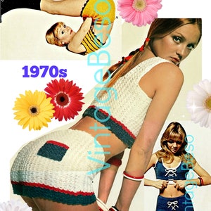 10 Crochet and Knitting PATTERNs • 1970s USA Pattern • Sexy Crop Tops • Sexy Hot Pants • Sexy Crochet Top • Watermarked PDF Only