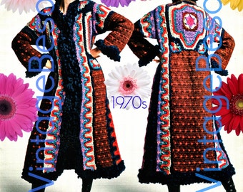 Boho Coat Crochet Pattern Vintage 1970s Crochet Pattern 100% Boho Rare Hard to Find Boho Pattern • Watermarked PDF Only