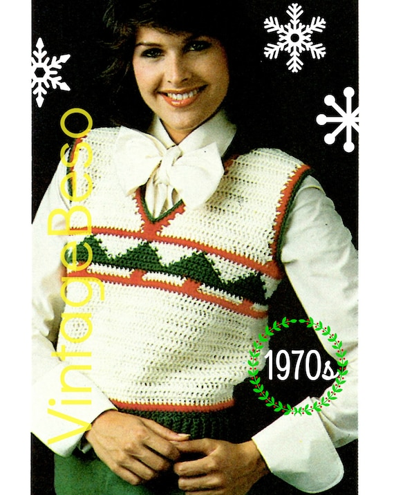 Vest Crochet Pattern • Christmas Trees • Vintage 1970s CROCHET Pattern • Mostly in DC and Trees in SC • Watermarked PdF Only