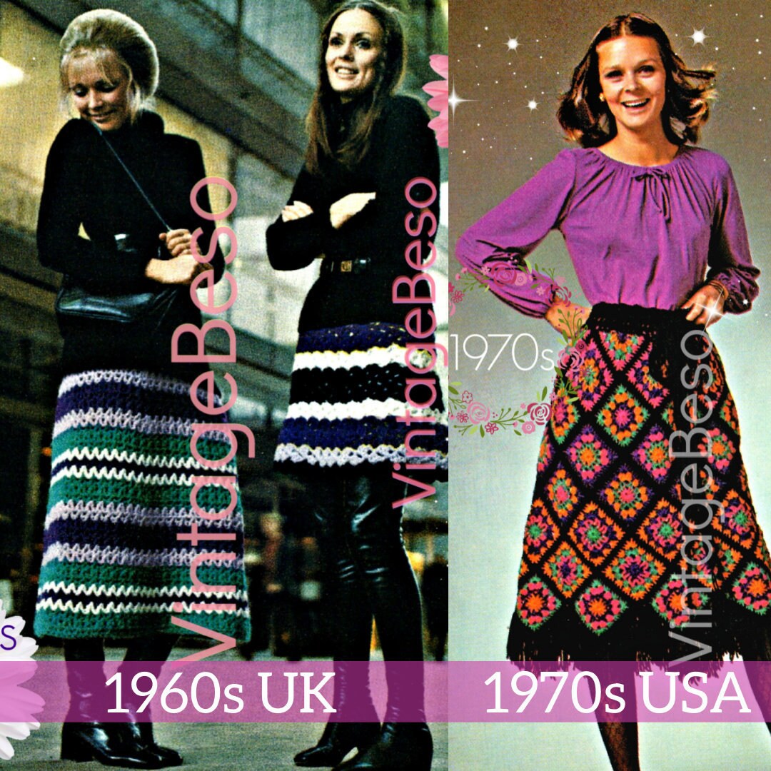 Easy Skirts Crochet Patterns 1960s and 1970s Vintage Crochet Patterns
