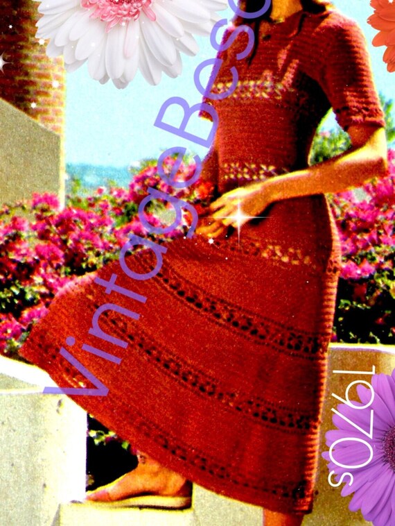 Dress CROCHET PATTERN 70s Summer Crochet Pattern Retro Ladies Crochet Pattern Sexy Openwork Motif • Watermarked PDF Pattern