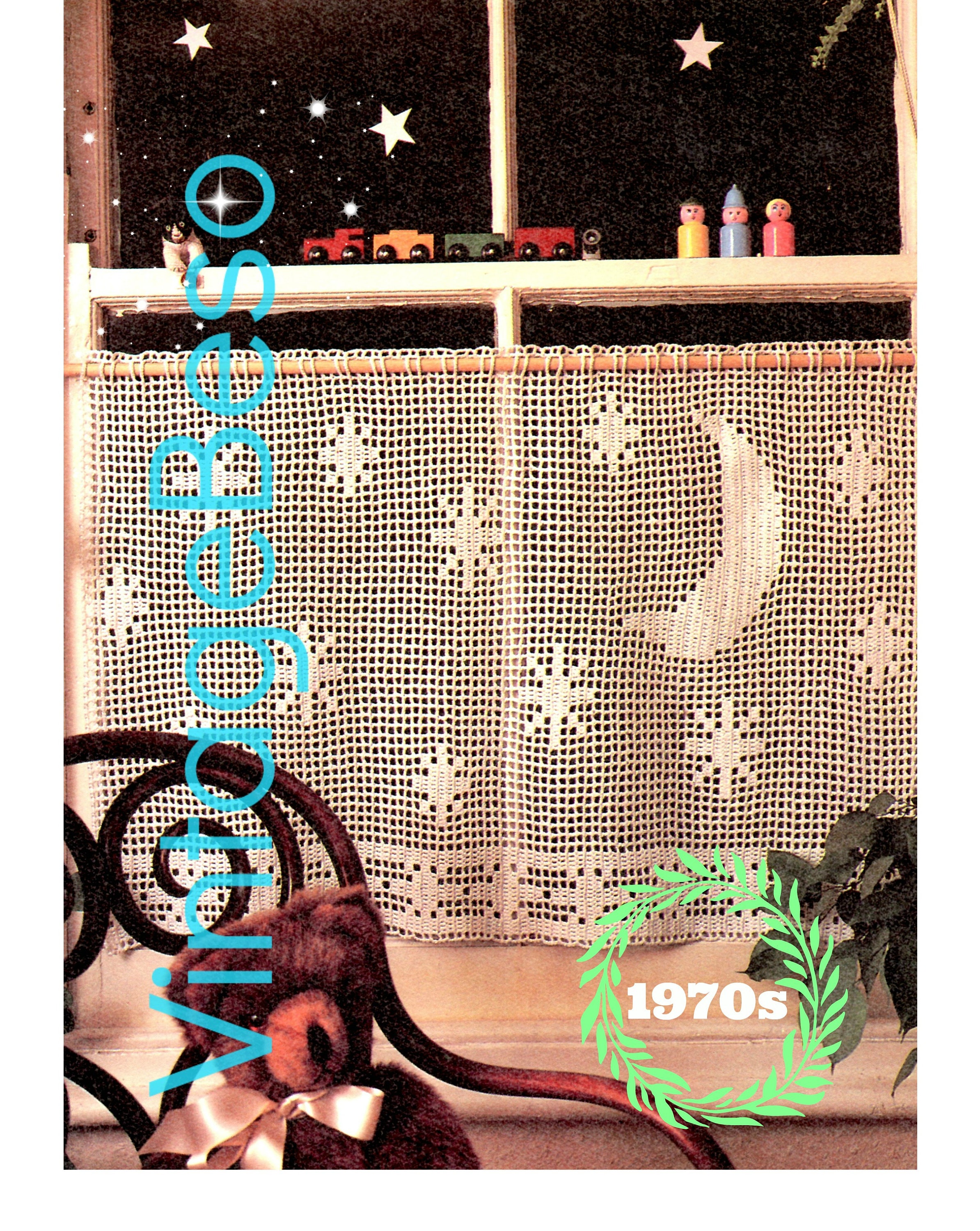 Curtains Crochet Pattern Vintage 1970s Starry With Moon Cafe
