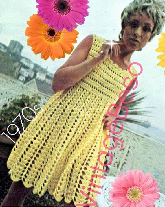 Dress Crochet Pattern • Sleeveless Summer Dress • Vintage 70s • Party Dress • Cover Up • Maxi Dress if You Choose to • Watermarked PDF Only