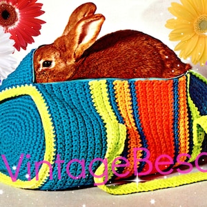 Bag Crochet Pattern • 1970s Duffle Bag Crochet Pattern • Satchel • Retro Tote • Watermarked PDF Only