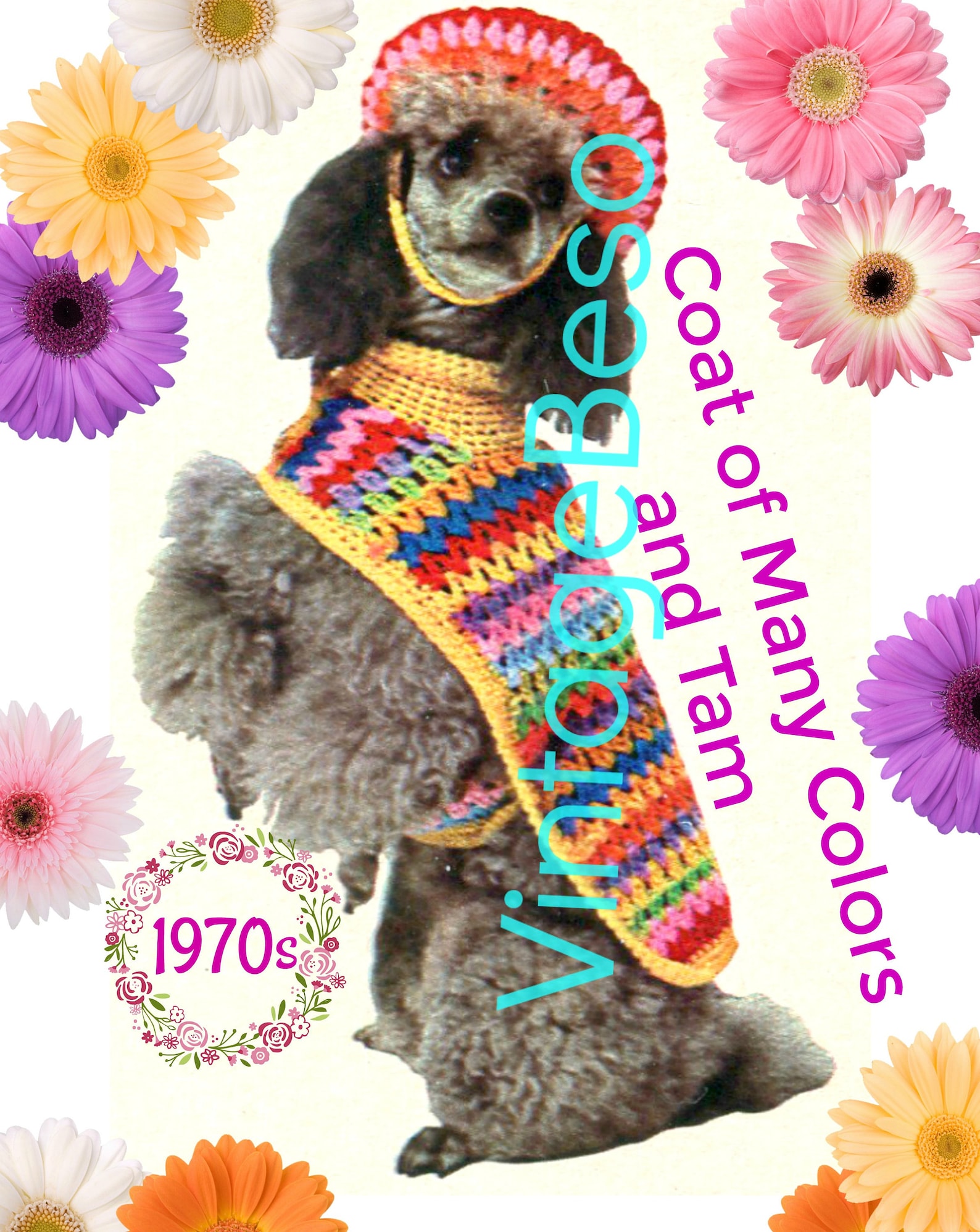 EASY Dog Coat Crochet Pattern Watermarked PDF Only 1970s Etsy