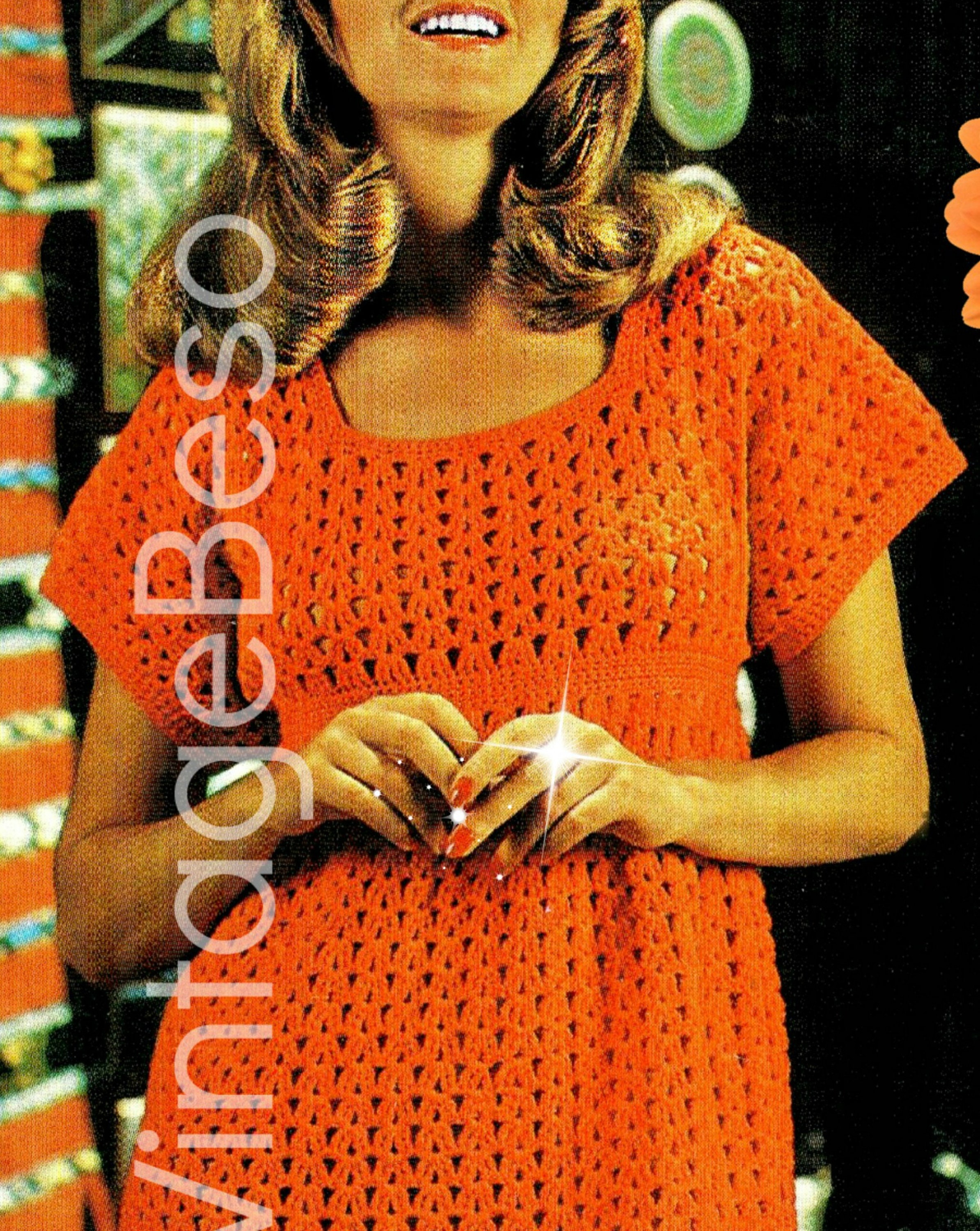 Dress CROCHET Pattern • Vintage 1970s Simple Smock Dress Crochet