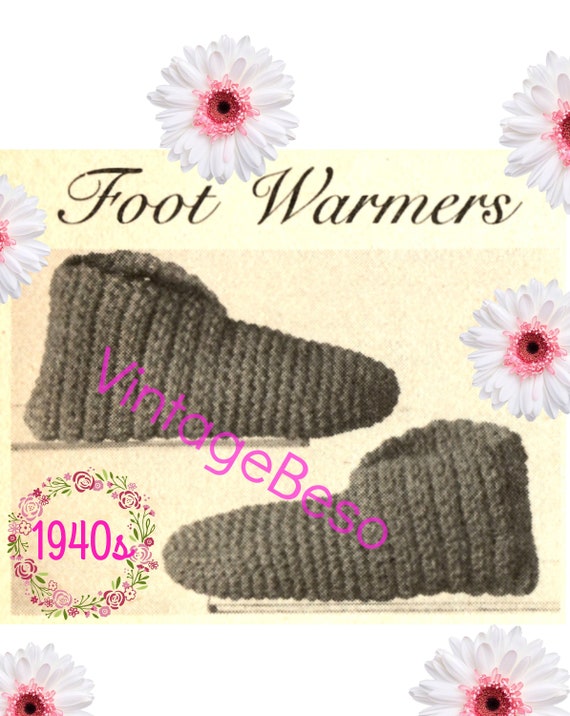 Slippers Crochet Pattern • 1940s CHILD Slippers • QUiCK to Make • Vintage Retro House Shoes • Watermarked PDF Only • Foot Warmers