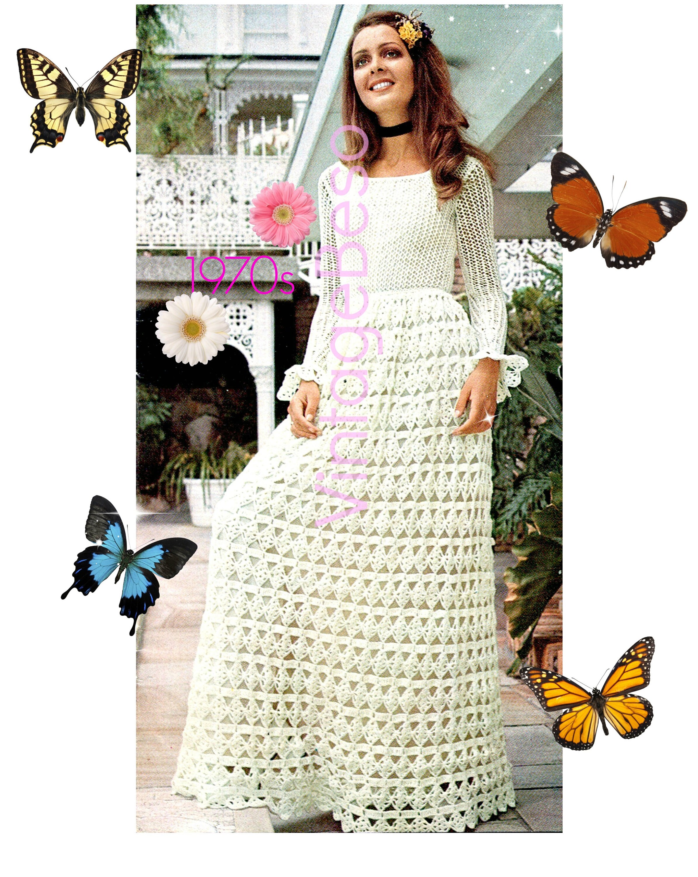 Maxi Dress CROCHET KNITting Pattern Vintage 1970s Maxi Dress FREE