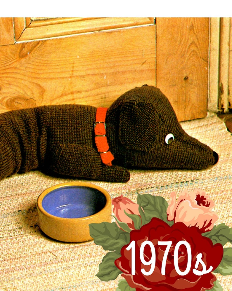 Door Draft Stopper Knitting PATTERN Vintage Dachshund Knit Etsy