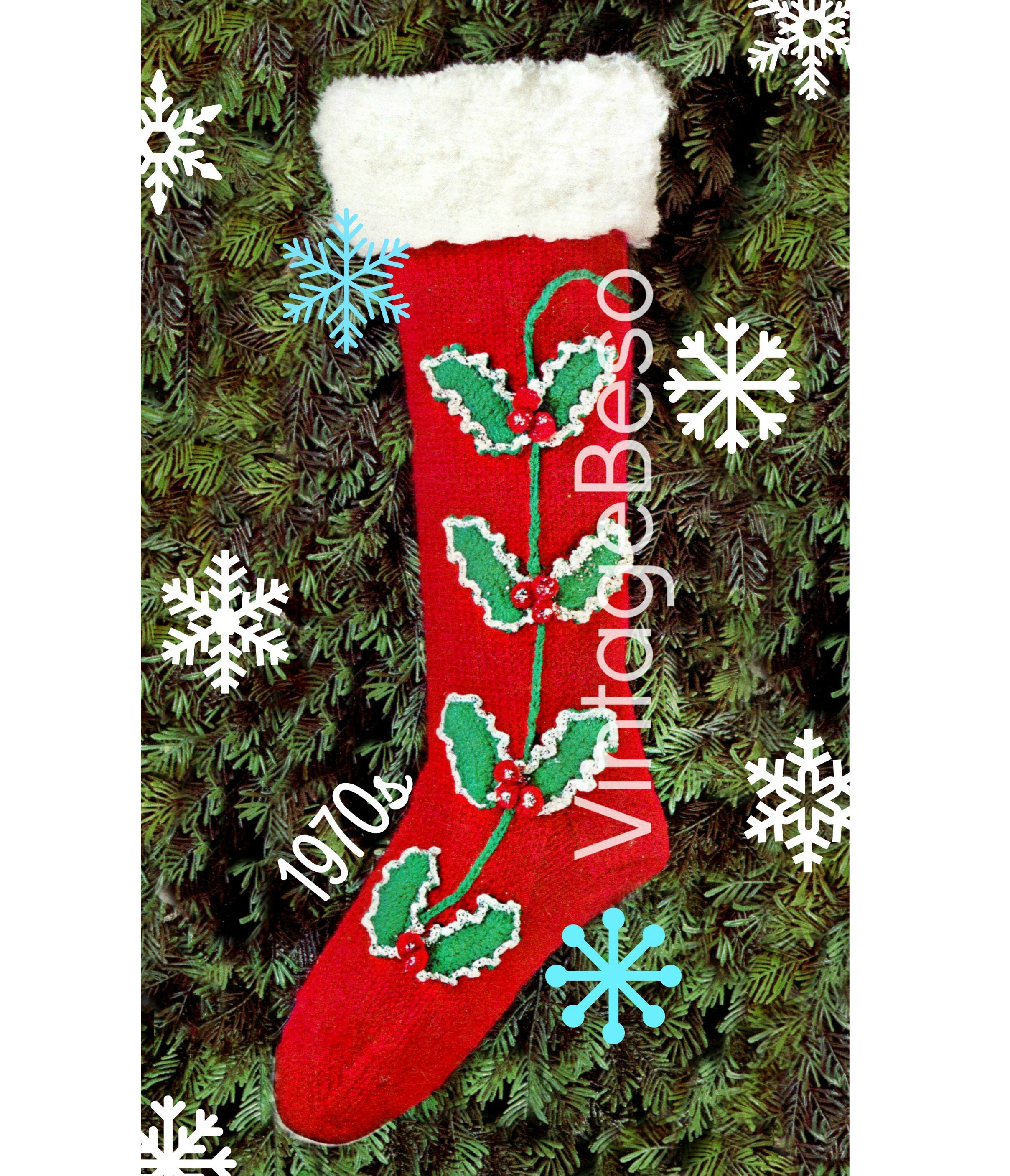 Retro Christmas Stocking Pattern consists of Knitting and Crochet