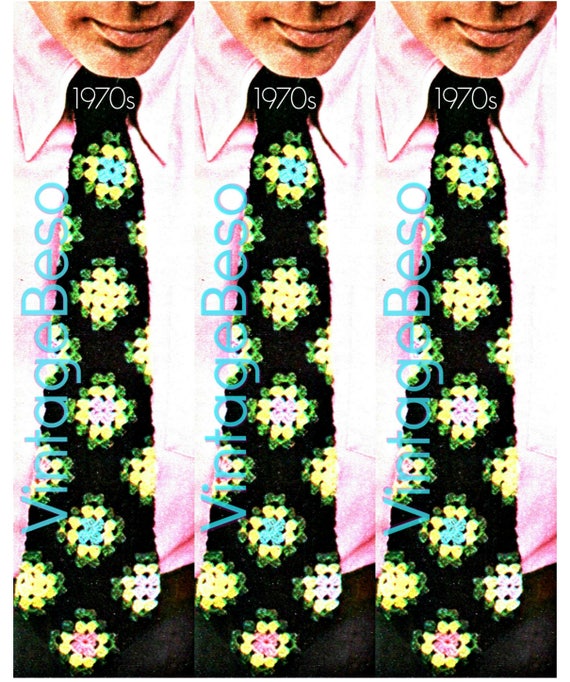Diamond TIE Crochet Pattern 1970s Vintage Crochet Pattern necktie great for birthdays father's day or any day • Watermarked PDF Only