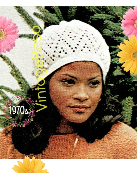 QUICK to CROCHET Diamond Triangle Cap Crochet Pattern • 1970s Head Hugger Cap • Feminine • Every Day or Weekend • Watermarked PDF Only