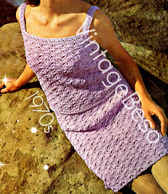 Top Crochet PATTERN Skirt Crochet Pattern • Vintage Shell Jumper and Skirt Set 70s Shell Top Dress Ladies Summer Wear • Watermarked PDF Only