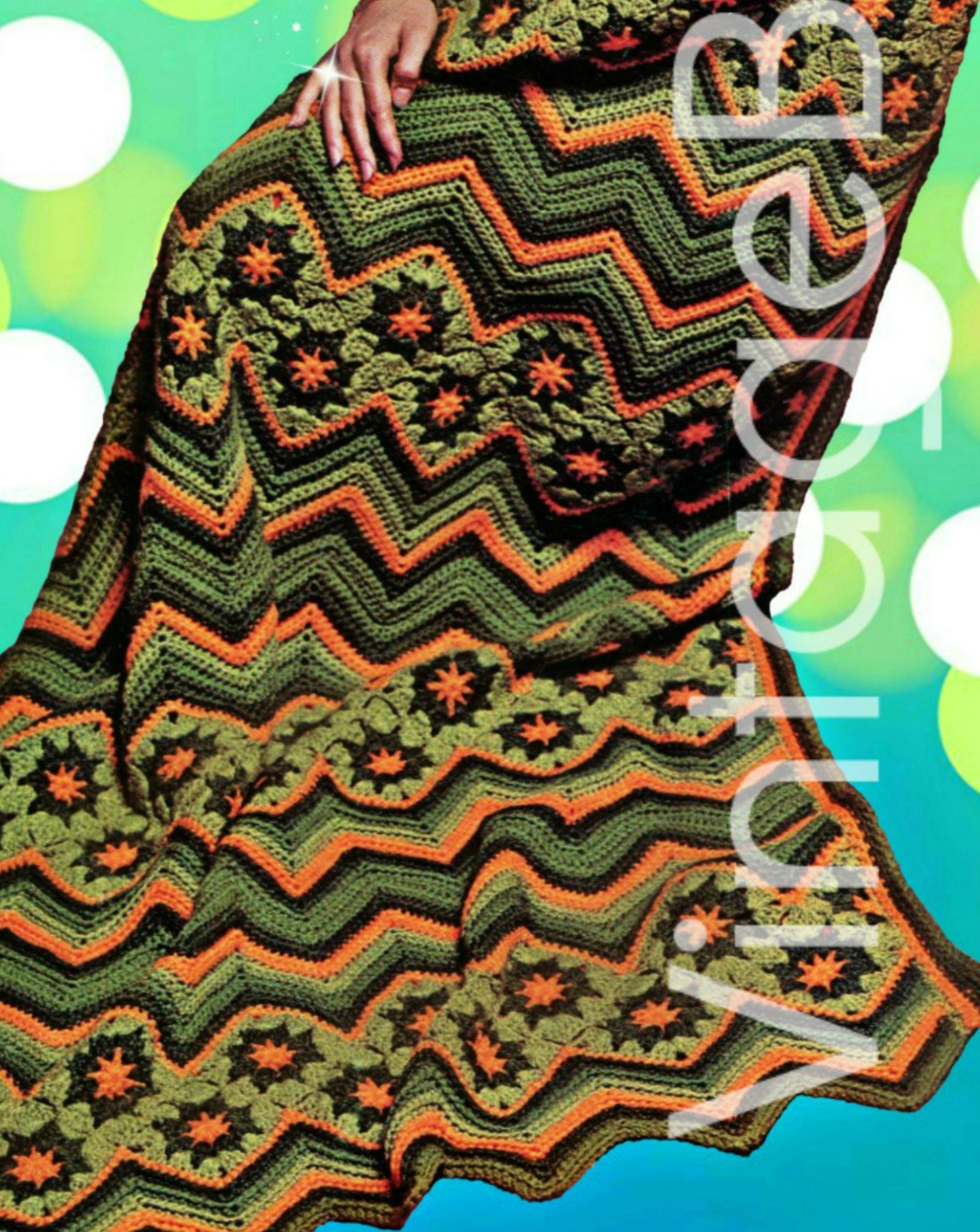 Ripple Afghan Instant Download Vintage CROCHET Pattern Etsy