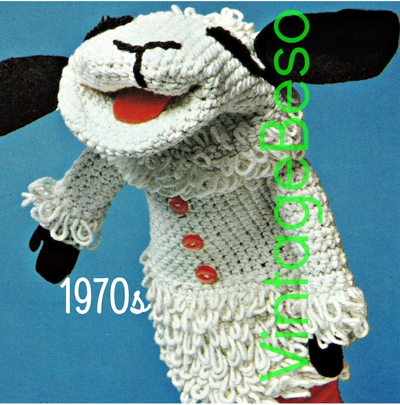 Vintage 1970s Lamb Chop GET BOTH Knitting Pattern and Crochet Puppet Pattern • Hand Puppets • Mittens • Watermarked PDF Only