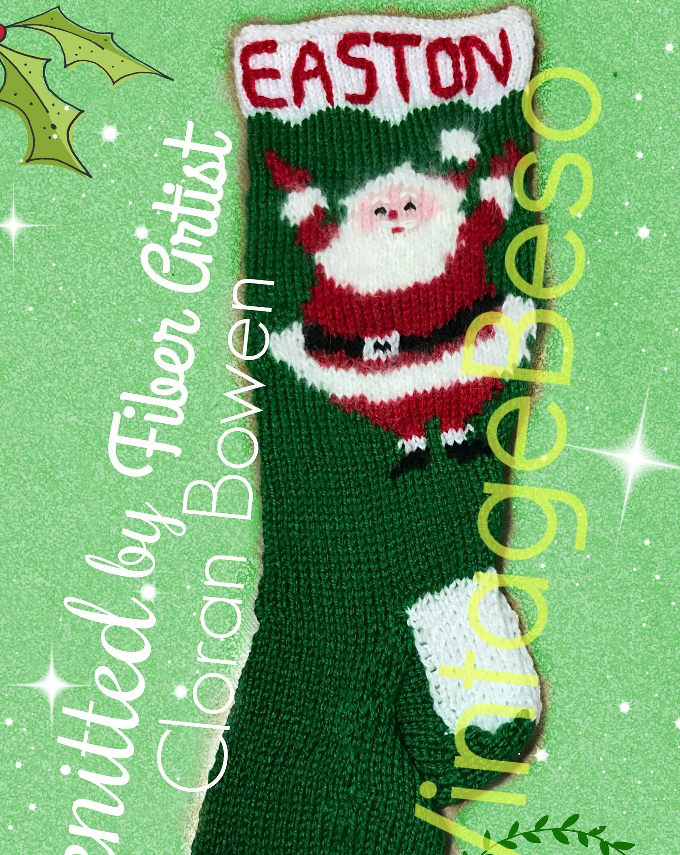 Knit Christmas SANTA STOCKING • PDF Pattern • Instant Download • Noel