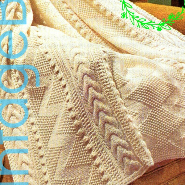 Aran Afghan Knitting Pattern • Retro 1960s Beautiful Traditional Fisherman Afghan • EXPERT ONLY • Housewarming Gift • Watermarked PDF Only